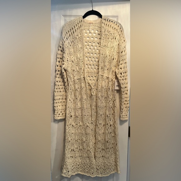 Free People - NWT - Sweet Talker Long Crochet Cardigan in Crema - XS - Picture 2 of 6